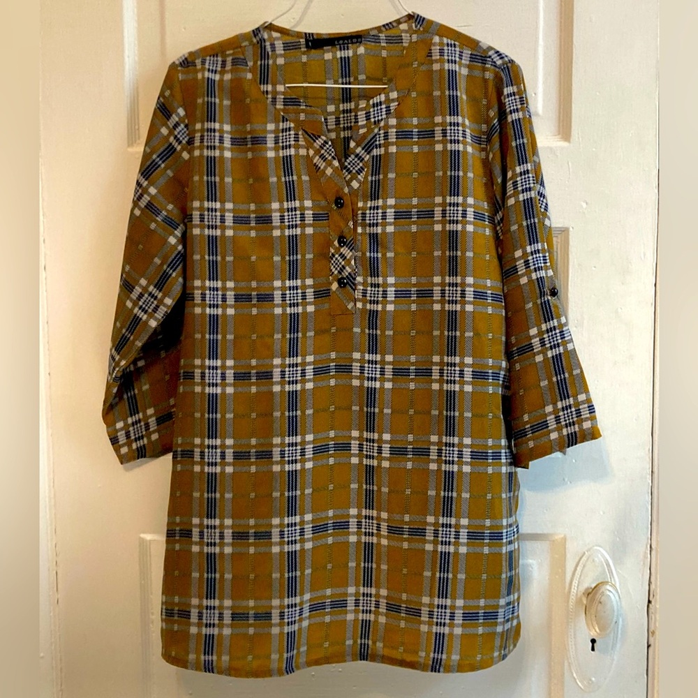 Vintage Plaid Button-Up Shirt EUC